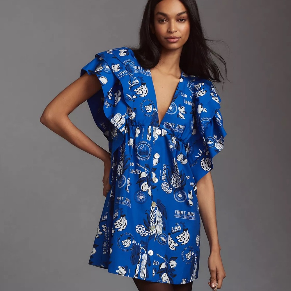 Farm Rio Tropical Orchard Mini Dress - Picture 1 of 7